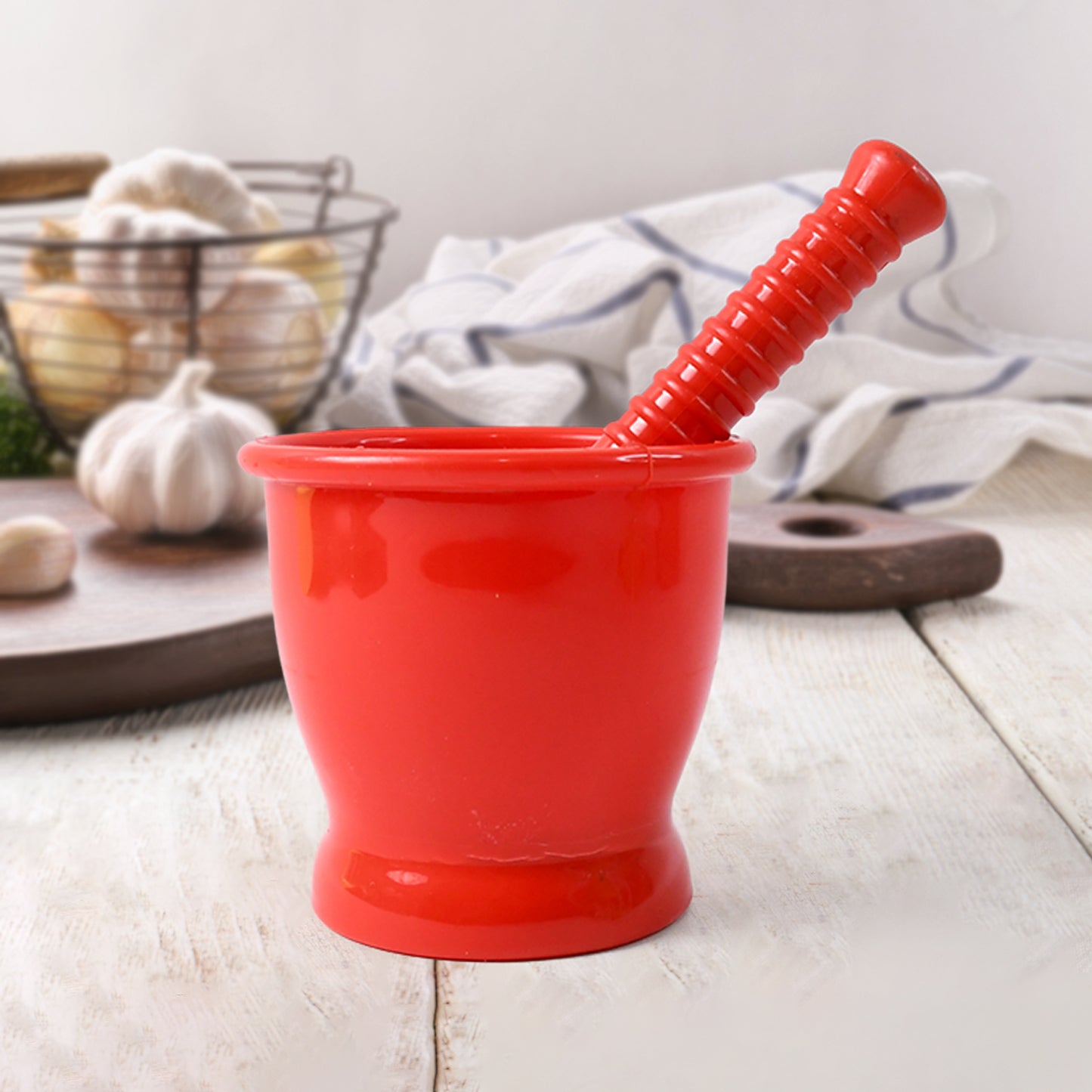 Wukusy Ritu heavy-duty unbreakable plastic khal batta set with two durable kitchen bowls for home use.