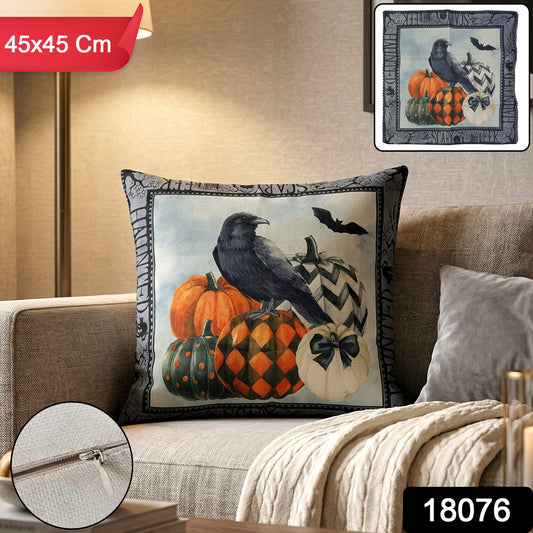 Decorative 45x45 cm printed cushion pillow cover with zipper by Wukusy, featuring colorful floral design and soft fabric.