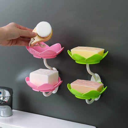 Wukusy Dabble Layer Flower soap dish with self-draining design, ideal for bathroom or kitchen shower soap holder and storage tray