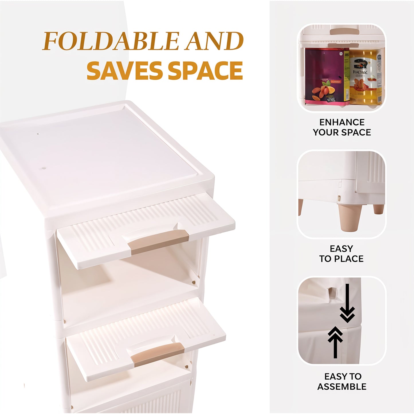 Wukusy multi-purpose 5-layer plastic storage drawer cabinet with transparent drawers, ideal for home and office organization