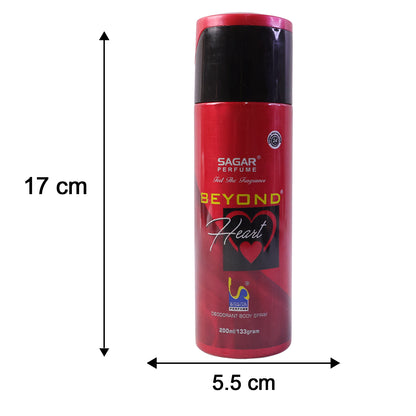 Wukusy Sagar Beyond Heart Men’s body spray deodorant in a 200ml spray bottle with a sleek design and blue accents.