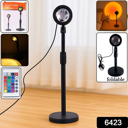 Wukusy Sunset Projection Lamp with four color options, LED night light for relaxing home ambiance and mood lighting.