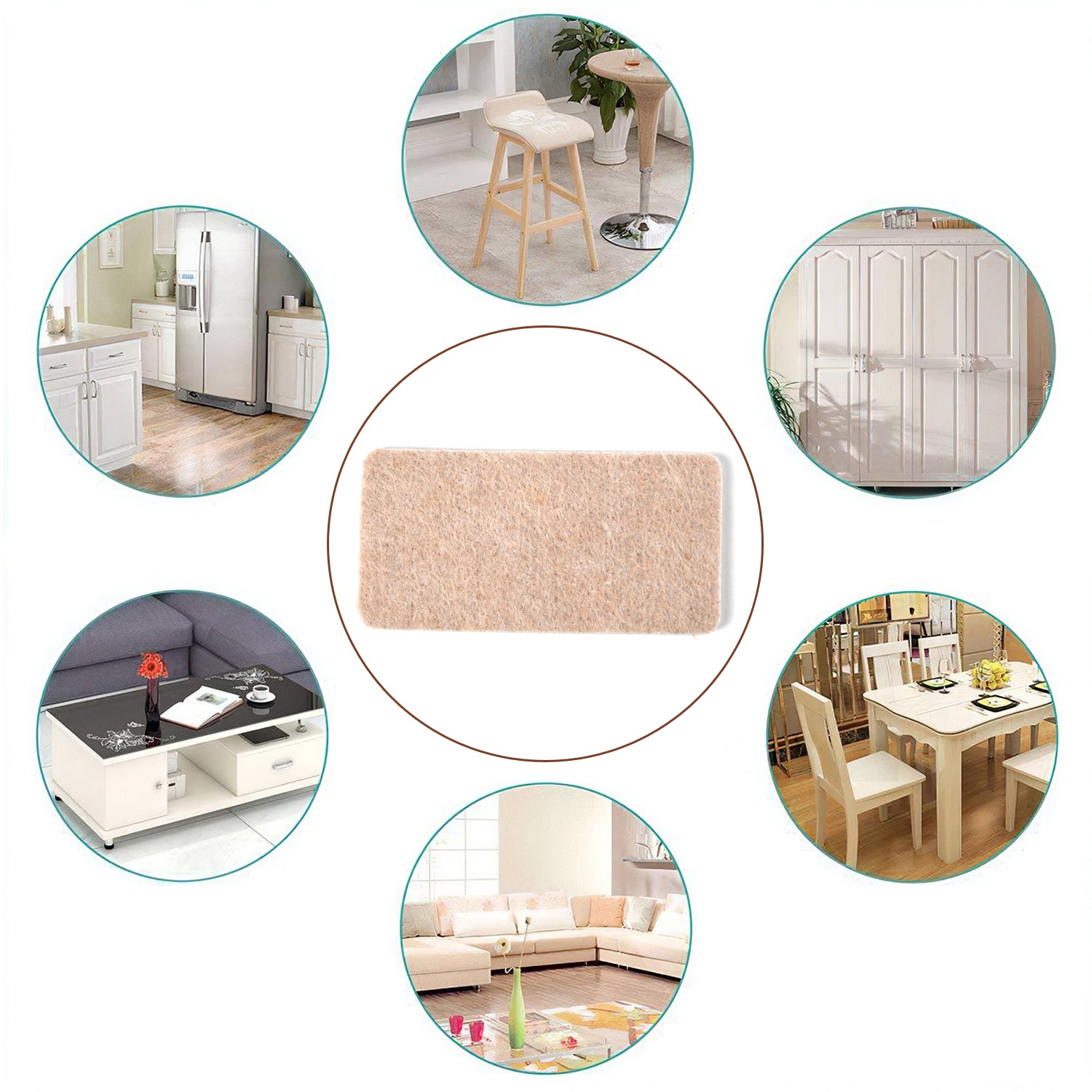 Wukusy square felt furniture pads for floor protection, set of 4, ideal for protecting all types of home furniture surfaces.