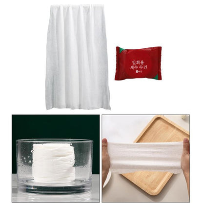 Wukusy compressed cotton coin towels, portable disposable travel hand wipes, ideal for camping, hiking, sports, and beauty use.