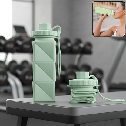 Wukusy premium foldable collapsible water bottle, compact and portable with a flexible design, shown partially expanded.