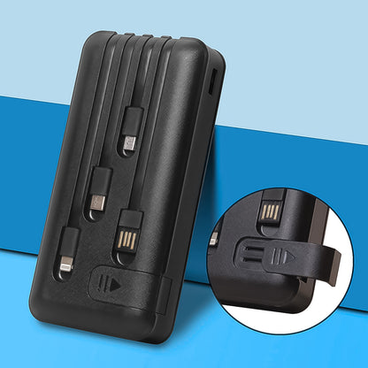 Wukusy 10000mAh fast charging power bank with 4-in-1 USB ports and mobile holder, compact electronics accessory.