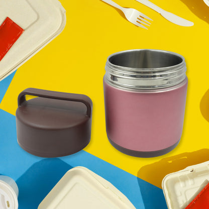 Wukusy 5765 vacuum insulated stainless steel lunch box with handle, folding spoon, double-layer design, 1600ml food jar for travel or picnic