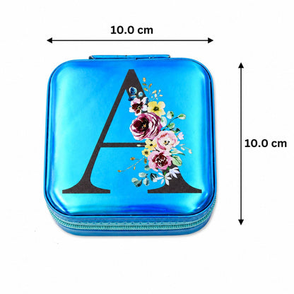 Wukusy mini jewelry organizer box with mirror, holding rings and earrings, compact and portable for jewelry storage.
