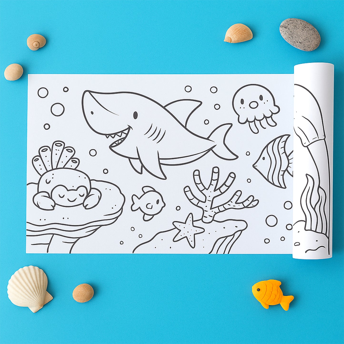Wukusy fun and educational coloring roll toy with colorful illustrations for kids to color and learn.