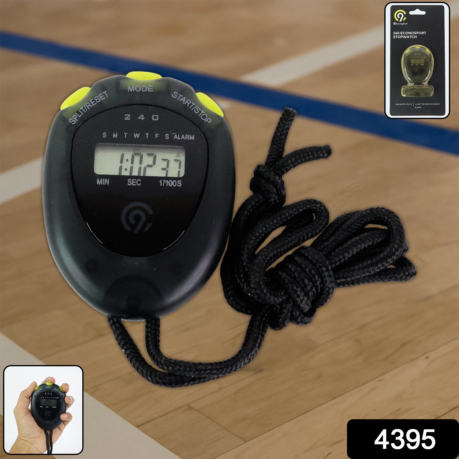 Wukusy digital sports stopwatch timer with split timing display showing time, split, and lap functions for athletic use.