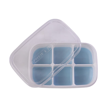 Mini plastic ice tray with six cavities for making compact ice cubes, ideal for freezing fresh ice from Wukusy.