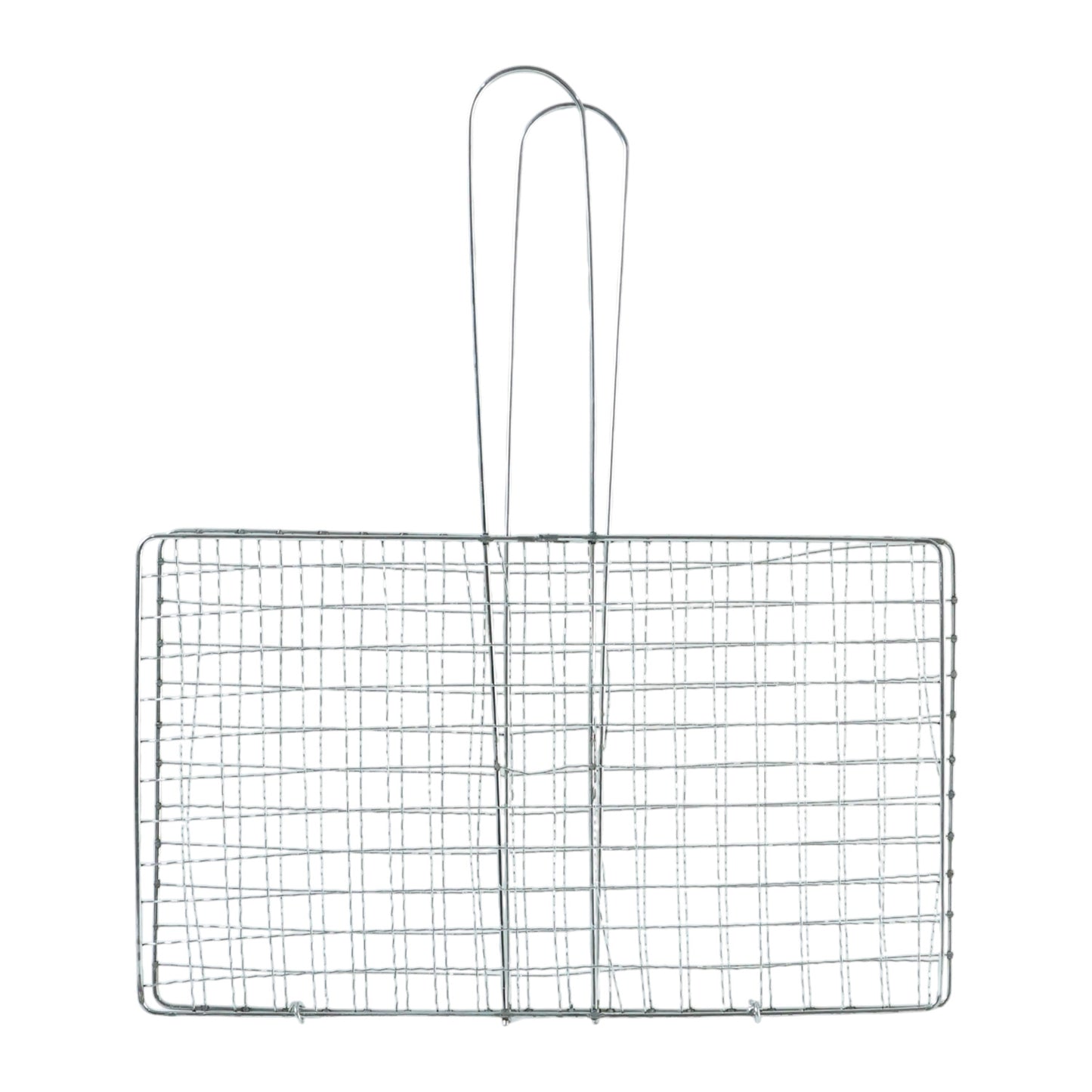 Wukusy heavy-duty stainless steel barbecue grill basket with handle for grilling vegetables, meats, and seafood outdoors