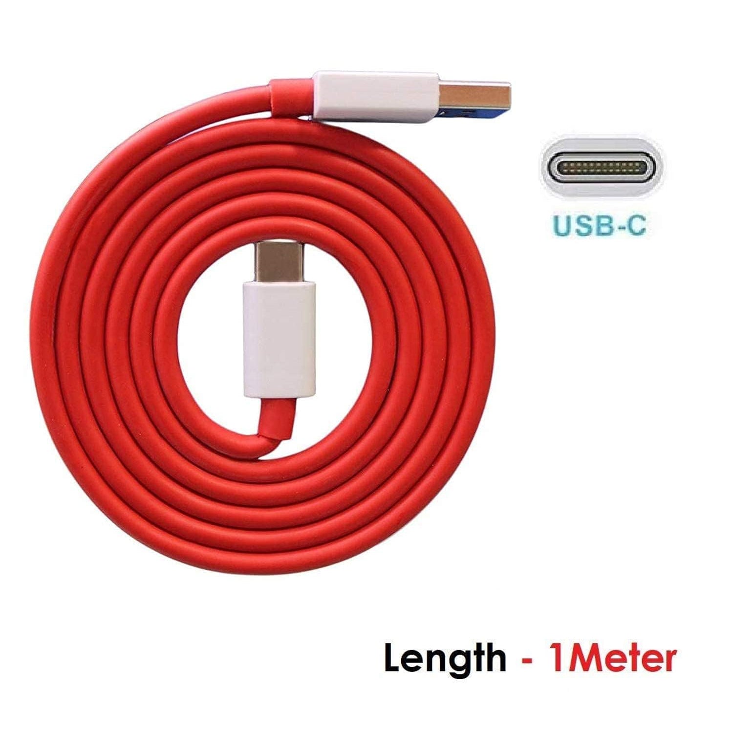 Red Wukusy 6036 Type C USB charging and data transfer cable, 1 meter long, designed for fast mobile device charging and data transfer.