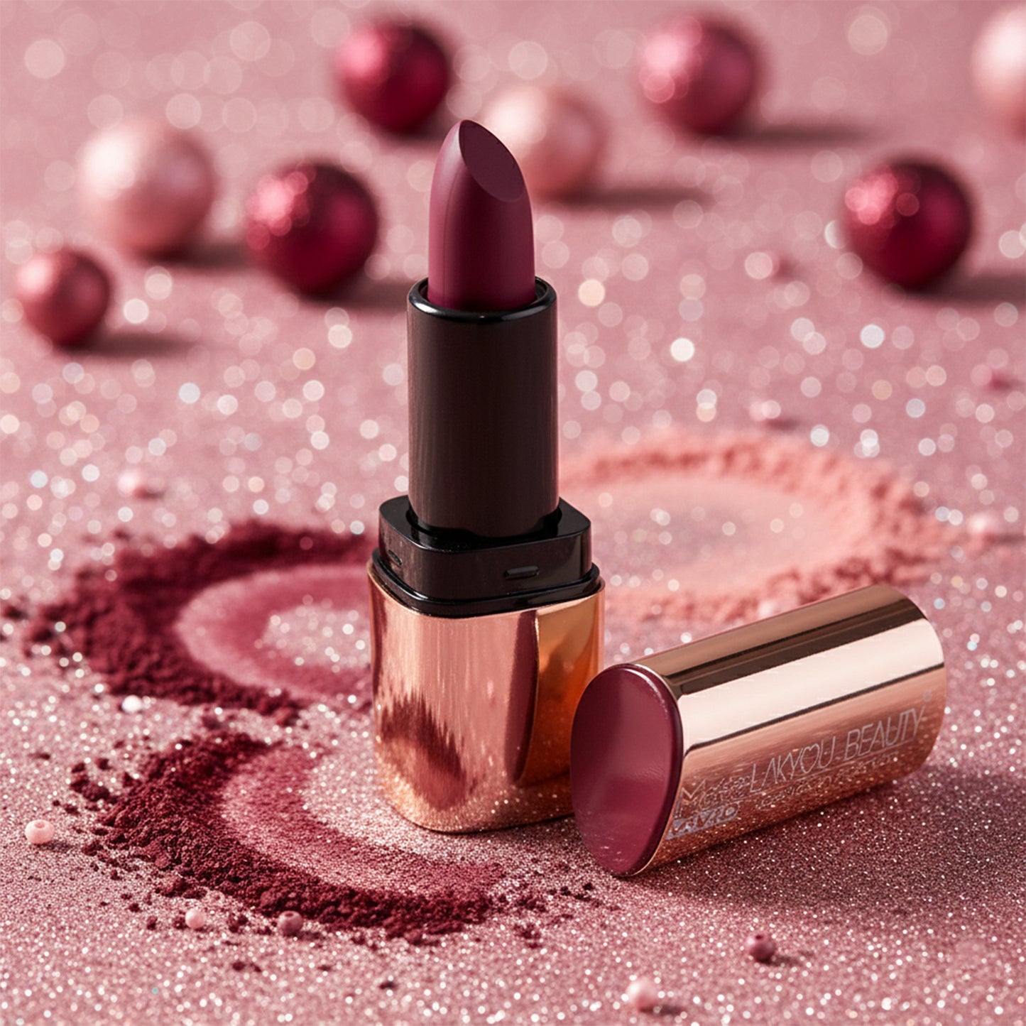 Wukusy Vivid Matte Mix-Color Lipstick showcasing vibrant, multi-shade finish on smooth lips.