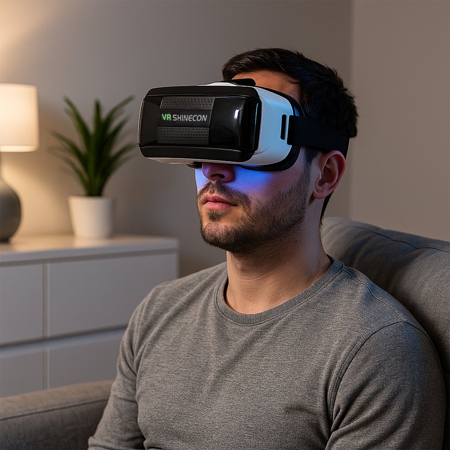 Wukusy premium VR 3D virtual reality headset showing adjustable head straps and lenses for immersive virtual experiences.