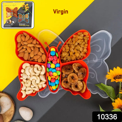 Wukusy 5-compartment butterfly plastic tray for home and kitchen storage, featuring five separate sections for organizing small items.