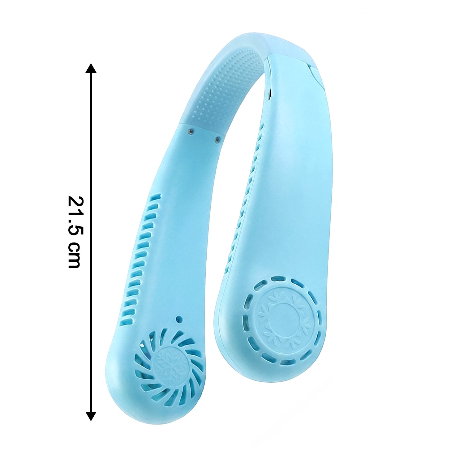 Wukusy B Grade rechargeable hanging neck fan with adjustable airflow and lightweight design, shown hanging around the neck.