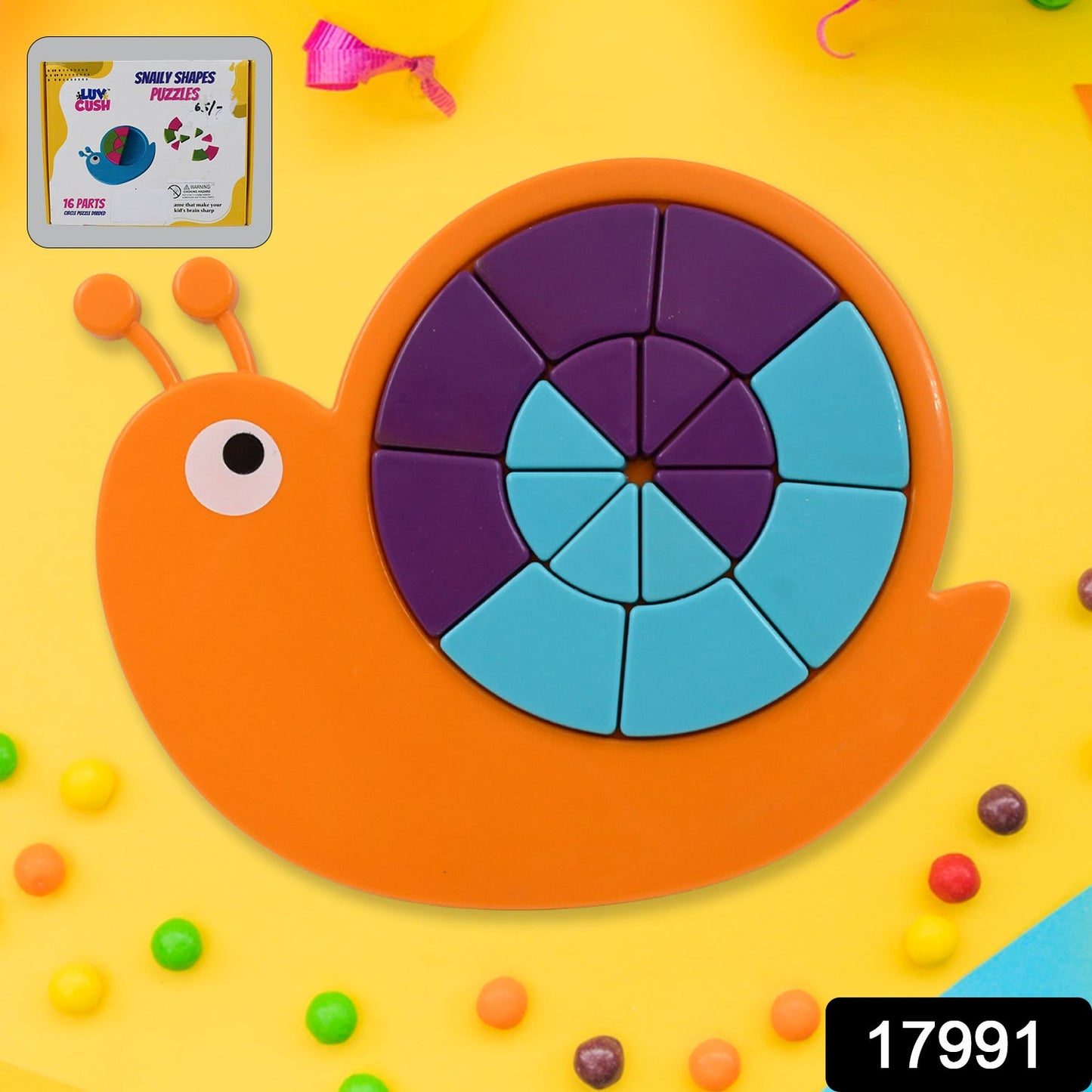 Wukusy toy snail puzzle for kids, colorful mini travel puzzle game promoting motor skills, reasoning, and STEM development for ages 3-6.
