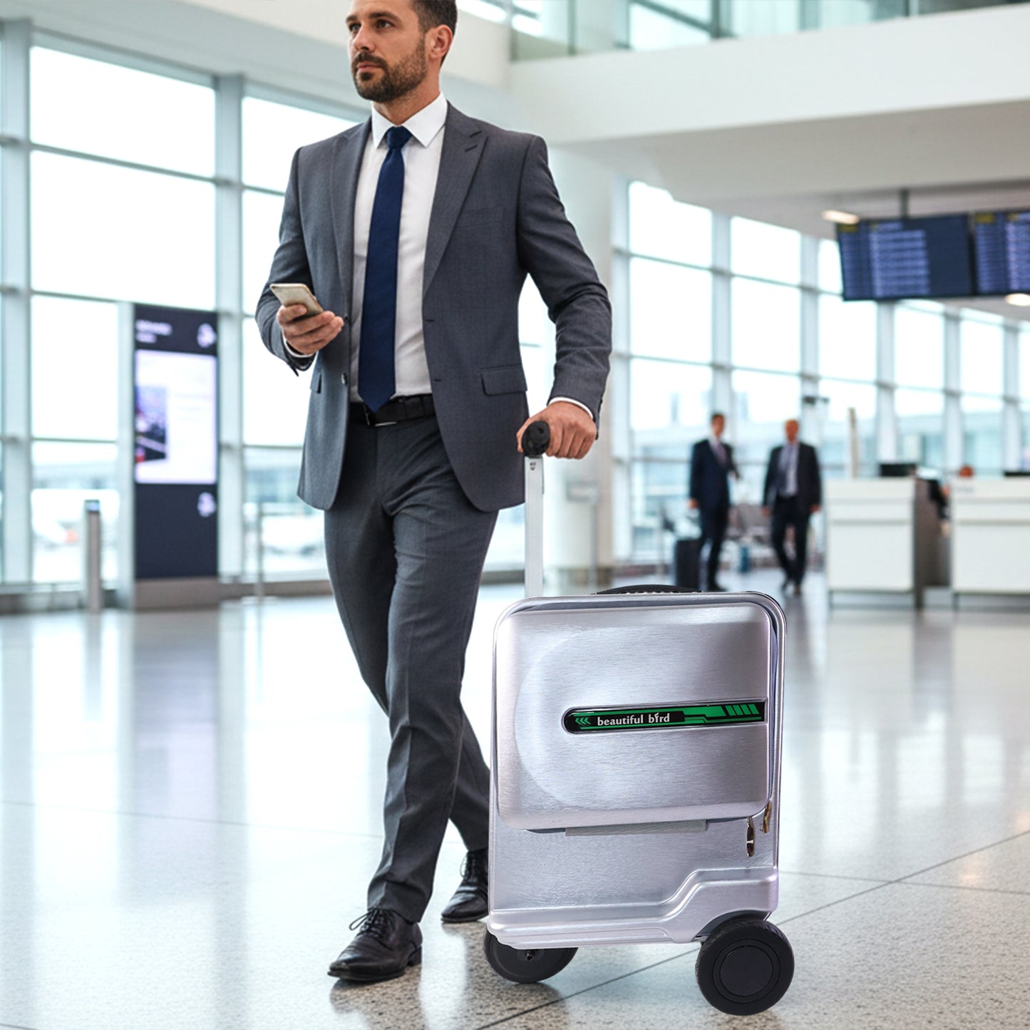 Wukusy electric ride-on scooter travel bag with foldable trolley, designed for easy transport and storage of scooter accessories.