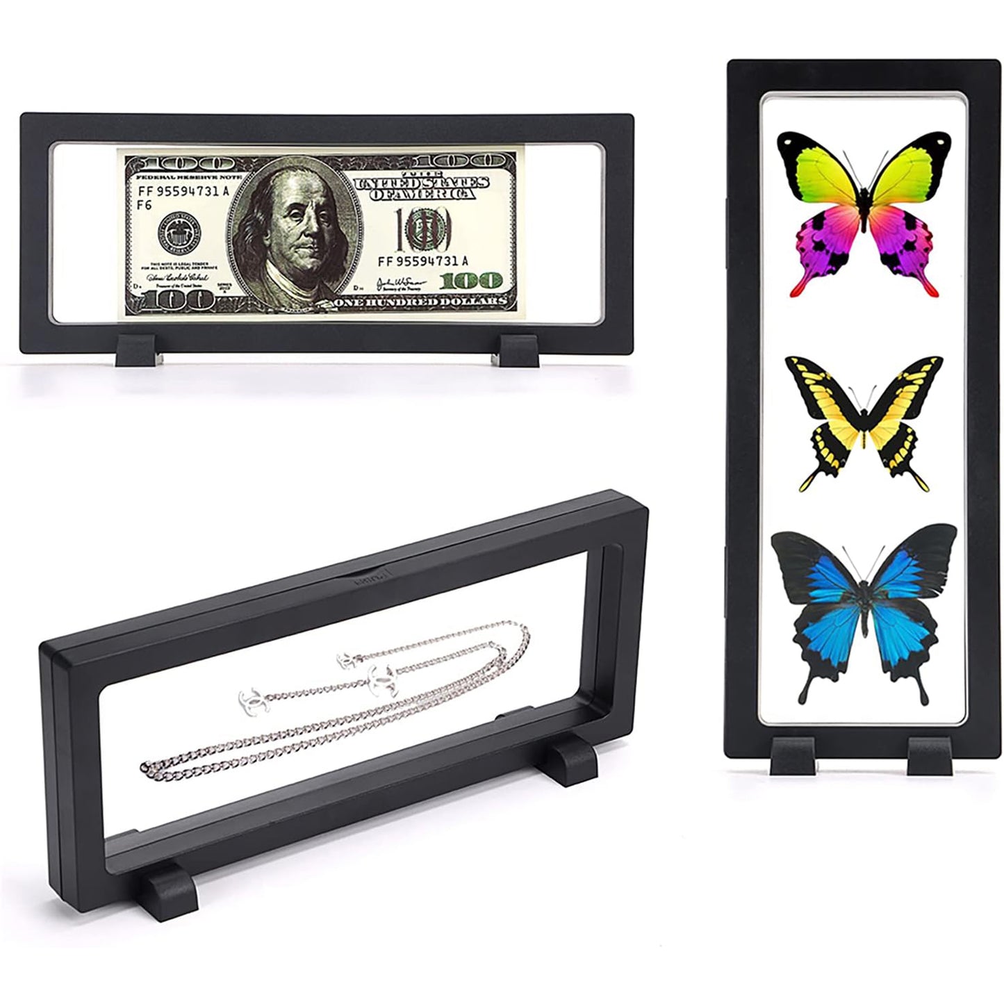 Transparent jewelry display box by Wukusy, 23x9 cm, showcasing organized space for rings, necklaces, and earrings.