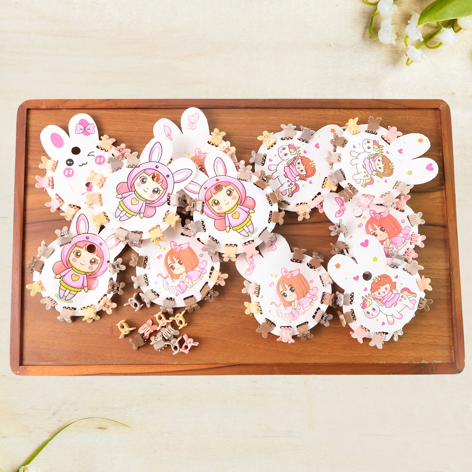 Set of 12 Wukusy mini claw hair clips for girls, colorful hair accessories for styling and managing hair.