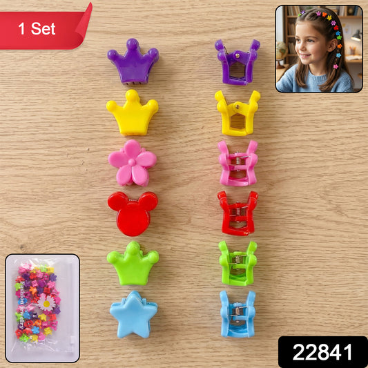 Set of colorful mini hair claw clips from Wukusy, showing multiple small clips in vibrant shades on a plain background.