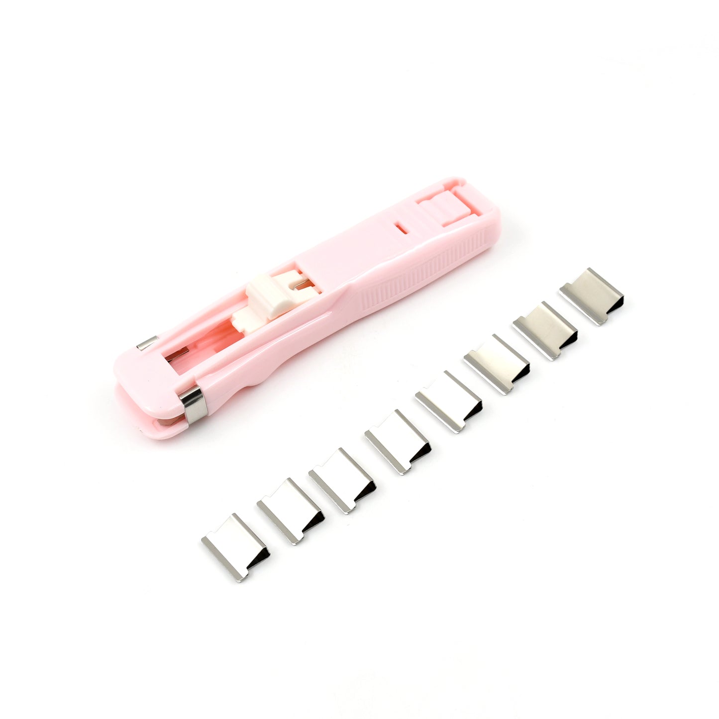 Wukusy portable paper clamp set with 8 clips and handheld dispenser, ideal for office paper fastening and organizing tasks.