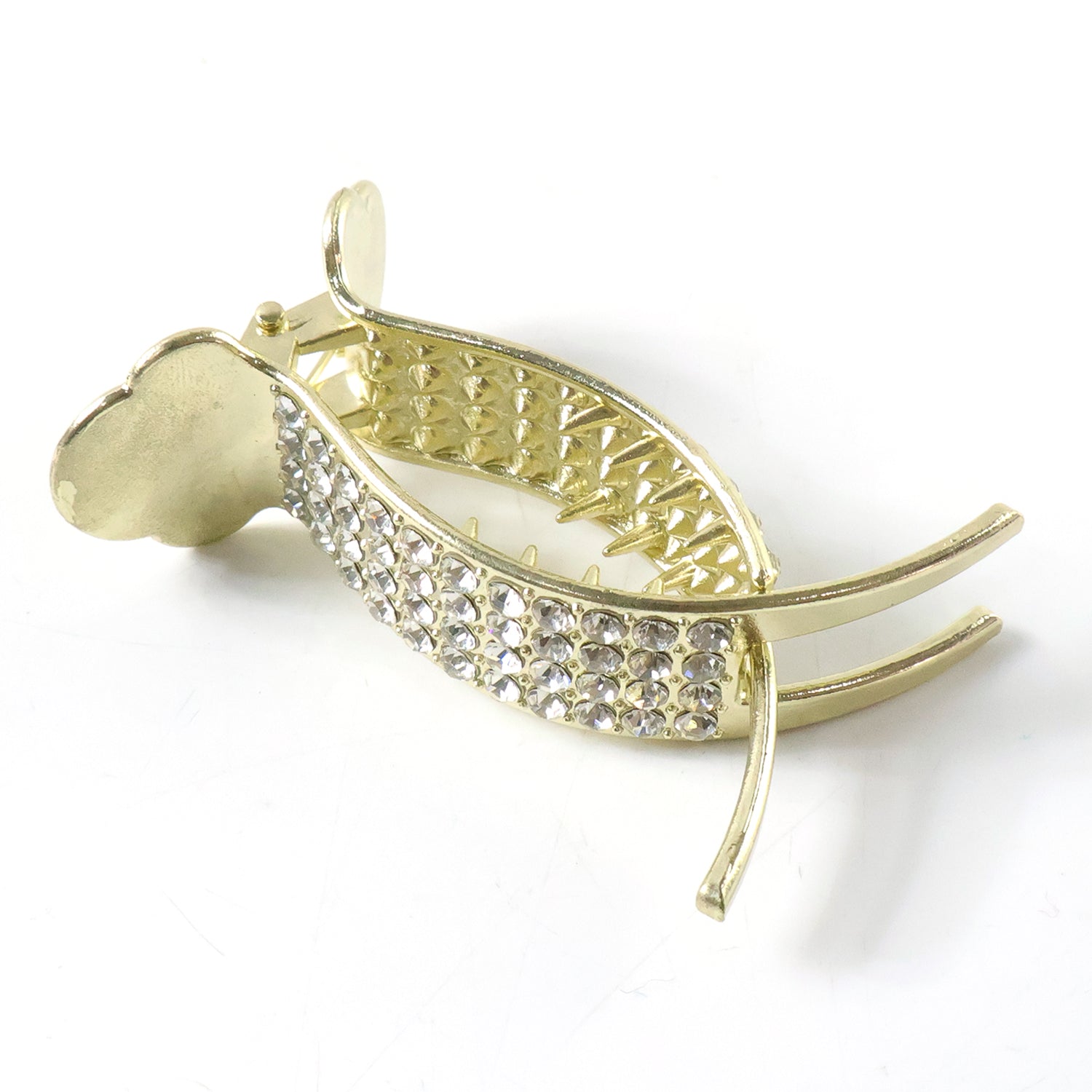 Wukusy premium crystal studded hair claw clip for women, showcasing a stylish hair accessory with sparkling crystal embellishments.