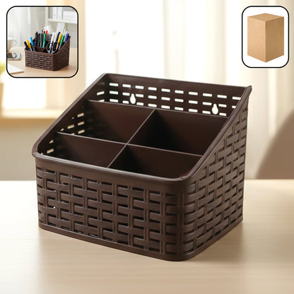Wukusy 5-compartment multipurpose desk organizer basket with divided sections for office supplies and stationery storage.