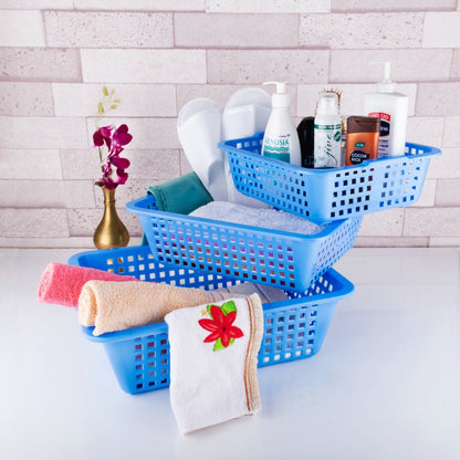 Wukusy plastic multi-size cane fruit baskets in large, medium, and small for kitchen storage and fruit organization.