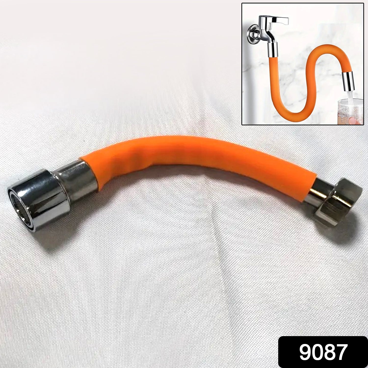 Wukusy flexible water tap extender with connector, 18cm adjustable faucet extension tube for sink, free 360° bending.