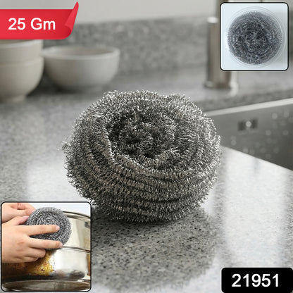 Wukusy stainless steel kitchen scrubber, 25g, durable metal cleaning tool for pots, pans, and cookware.
