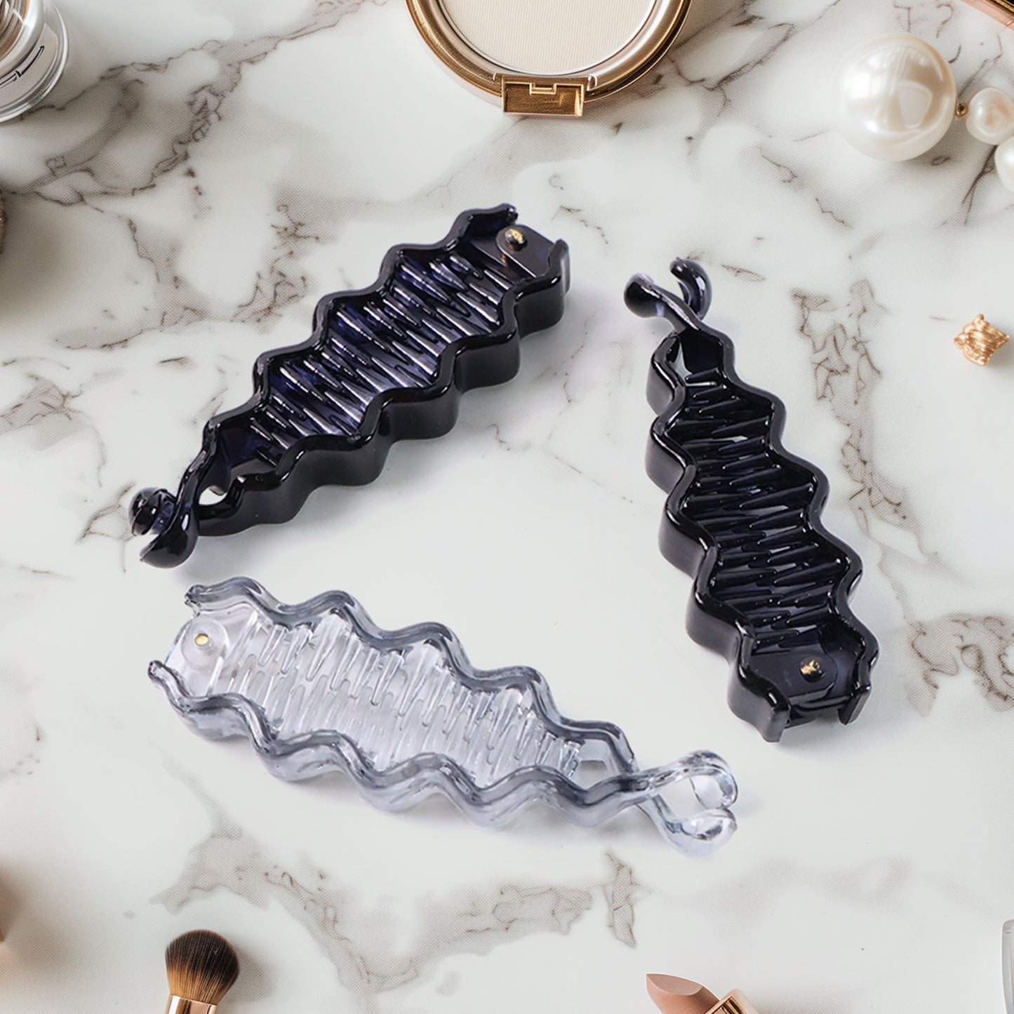 Wukusy plastic hair claw clips in mixed colors, strong hair accessories for styling and securing hair, shown in a set of 12.