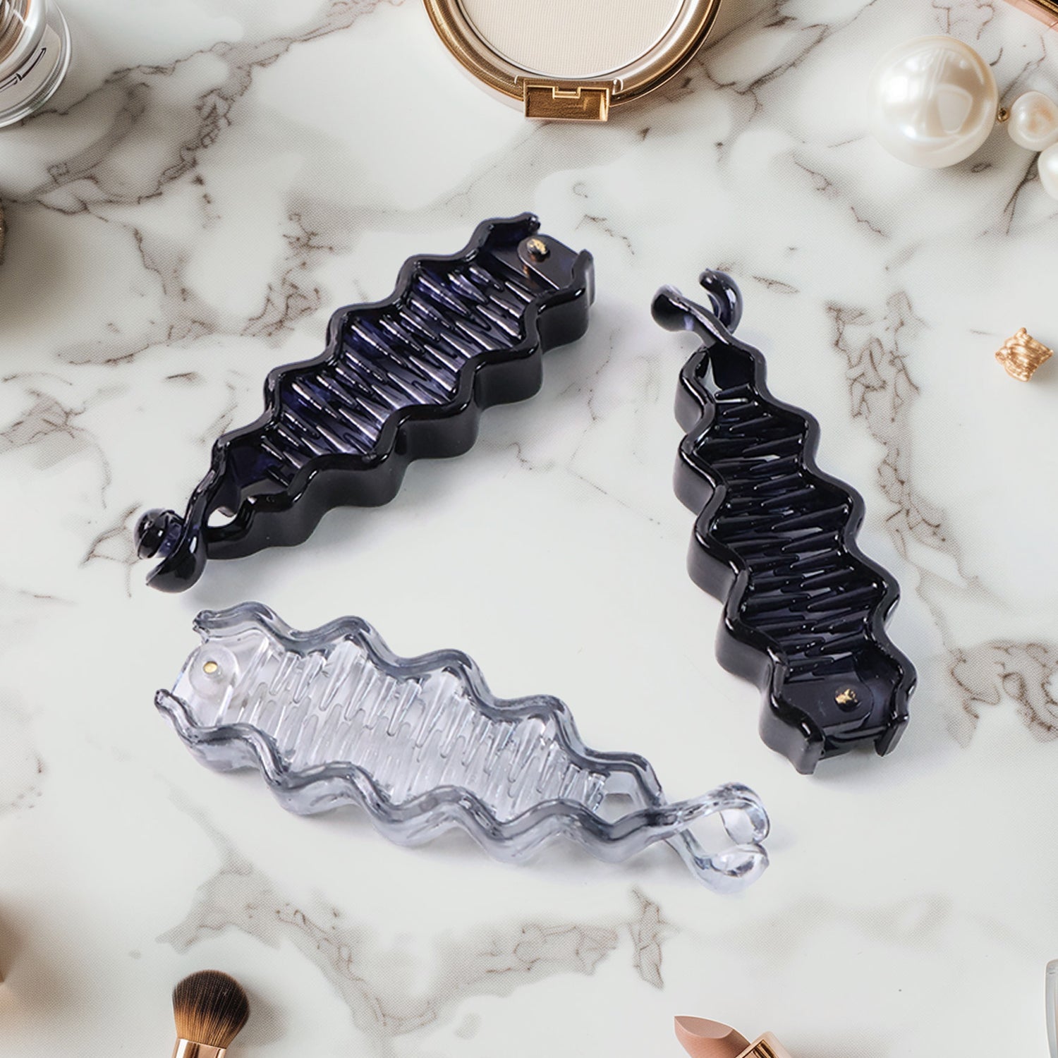 Wukusy plastic hair claw clips in mixed colors, strong hair accessories for styling and securing hair, shown in a set of 12.