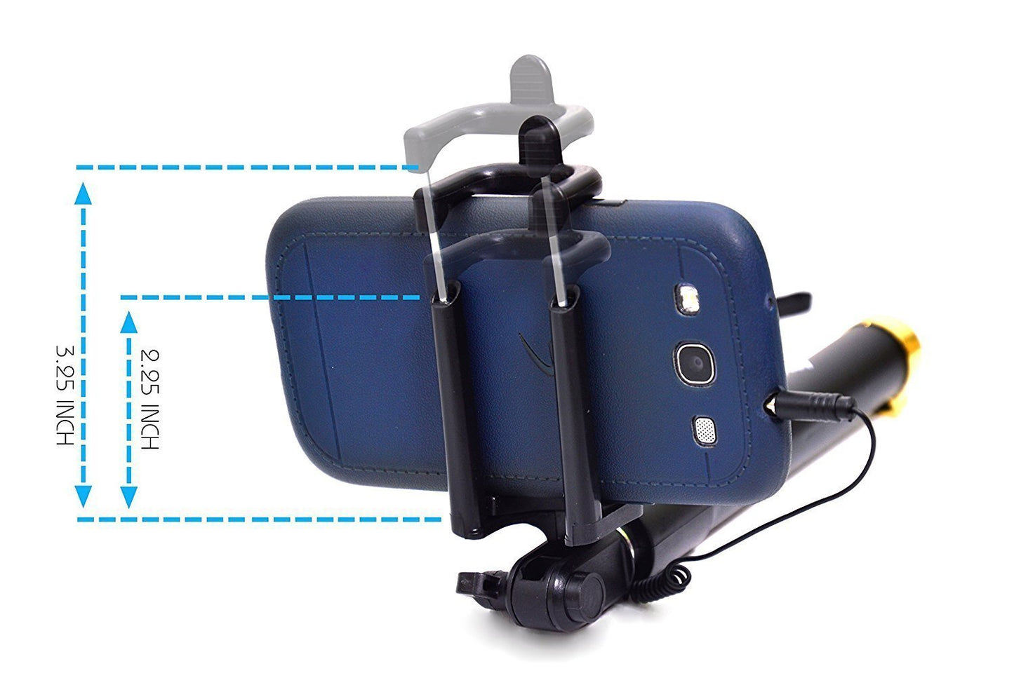 Wukusy 1347 Selfie Stick with Aux wire for smartphones, portable mobile accessory with extendable handle and built-in audio connection.