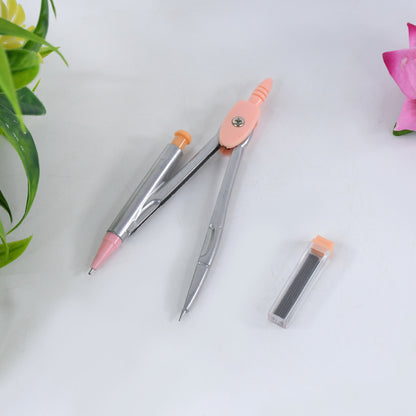 Wukusy Precision Geometry Compass Set (4 in 1) for office use, featuring durable metal compasses with adjustable parts and detailed markings.