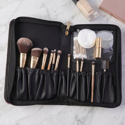 Wukusy stylish makeup organizer bag with zipper, a premium cosmetic pouch for storing beauty essentials, shown in the image.