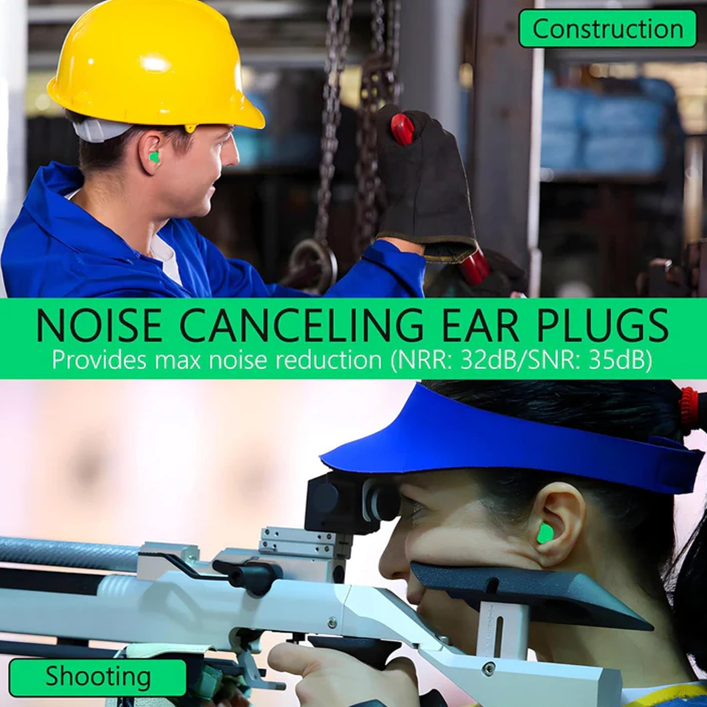 Wukusy reusable noise reduction foam ear plugs in a two-pair set, shown in soft, pliable foam design for hearing protection.