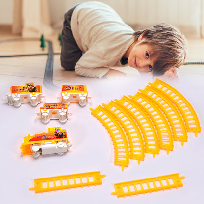 Wukusy kids toy train set featuring a high-speed battery-operated train with lights and sound for playful learning and fun.