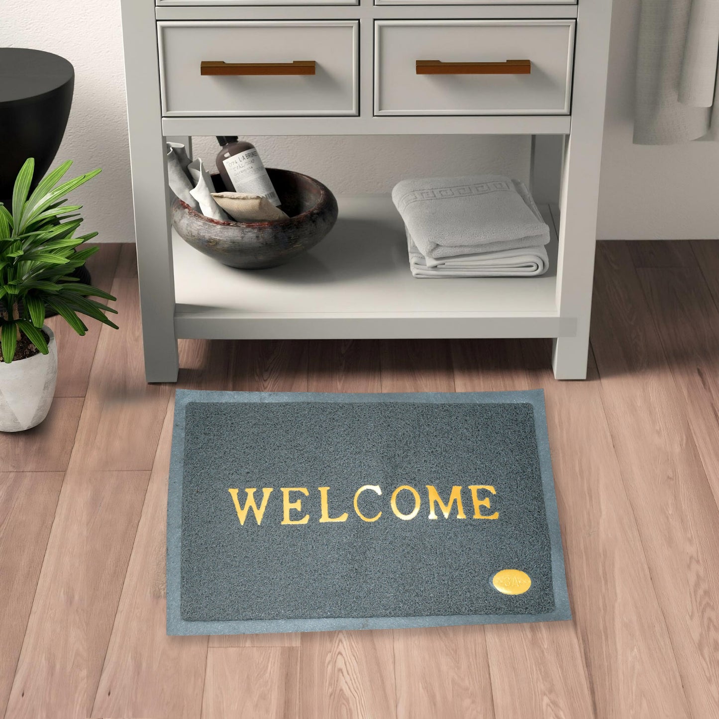 Wukusy 23x15 inch outdoor welcome door mat with anti-slip, waterproof, heavy-duty design for home entrance or indoor entryway.