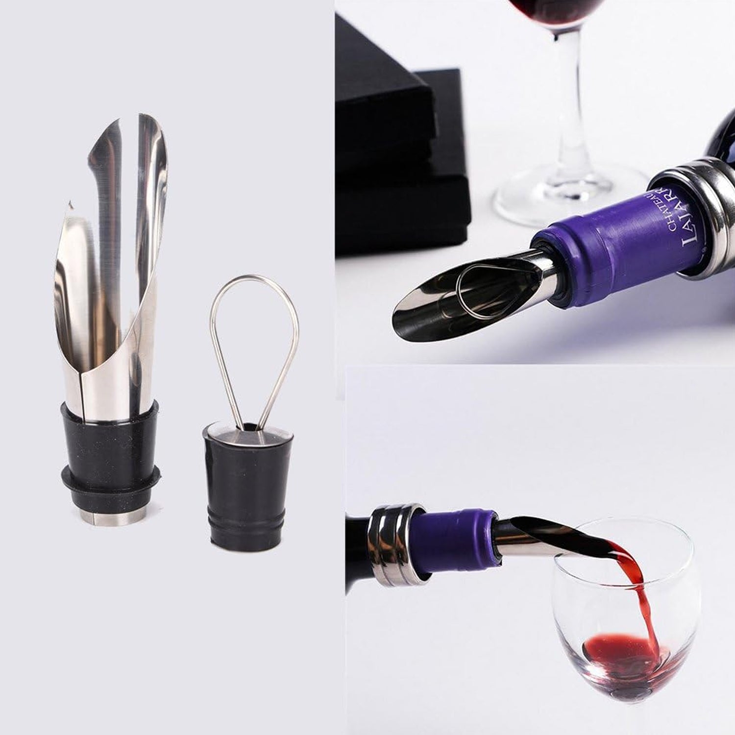 Wukusy travel wine bottle-shaped bar accessory gift set with glassware and tools for wine enthusiasts.