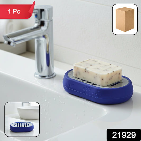 Wukusy plastic soap holder tray with drain slots, designed for bathroom use, featuring a rectangular shape and open drainage design.