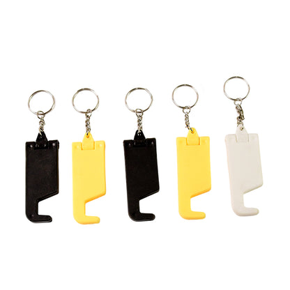 Set of 5 multicolor Wukusy 2-in-1 plastic keychains with mobile stands and phone holders, designed for office use.