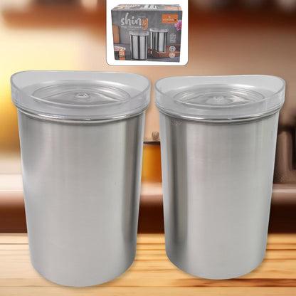 Wukusy stainless steel airtight containers with clear lids, 2-piece set, 1000 ml capacity for kitchen storage.