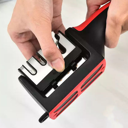 Wukusy 4-stage kitchen knife sharpener with non-slip handle, designed to sharpen and restore kitchen knives efficiently