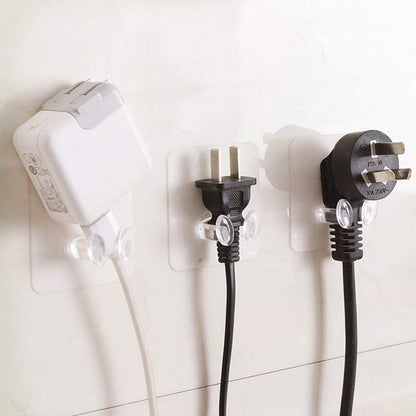 Set of five Wukusy adhesive plastic wall hooks with strong hold, self-stick hangers for convenient wall mounting and organization.