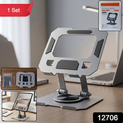 Wukusy foldable metal phone and tablet stand holder set showing adjustable design and sturdy construction for hands-free viewing.