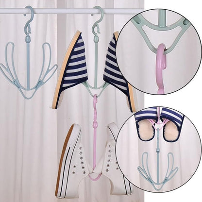 Wukusy 9136 Shoes Drying Hanger, rotatable shoe rack for balcony or closet, made of durable material with multiple slots for drying footwear.