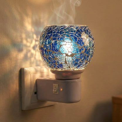 Wukusy Kapoor Dani mosaic glass electric night lamp with colorful mosaic design, providing soft ambient lighting.