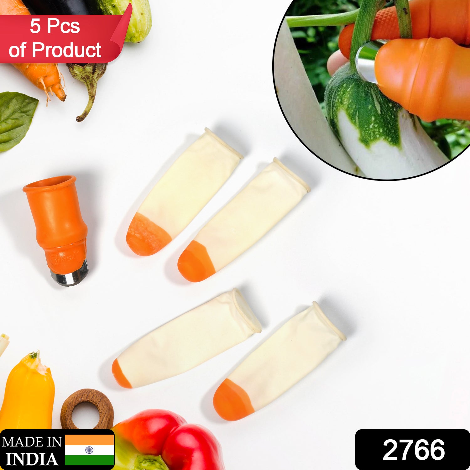 Wukusy vegetable thumb cutter and tool set with five sharp blades for precise vegetable slicing, ideal for home cooking.